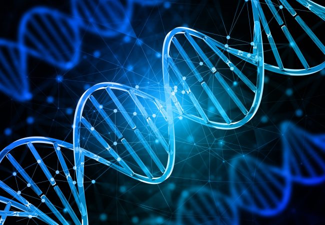 3D medical background with DNA strands, connecting lines and dot 3D render of a medical background with DNA strands, connecting dots